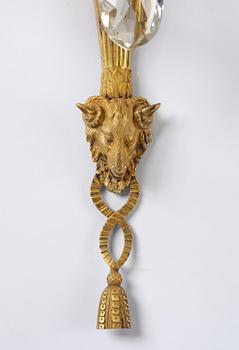 Vägglystrar, ett par, för två ljus, 1800-tal, Louis XVI-stil.