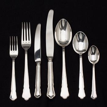 BESTICK, ca 84 dlr, "Chippendale", GAB, Stockholm, 1900-talets senare del, silver, totalvikt ca 2800 g.