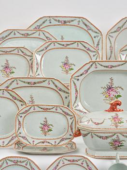 An extensive famille rose dinner service, Qing dynasty, Qianlong (1736-95). (106 pieces).