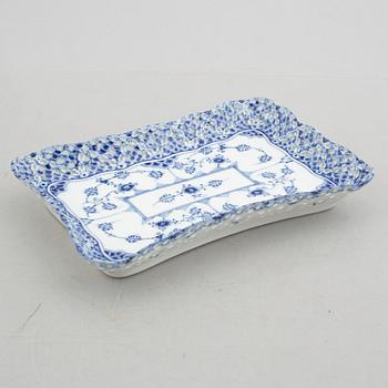 A 'Blue Fluted Full Lace'/'Musselmalet' porcelain dish, Royal Copenhagen, model 1122, 1965.