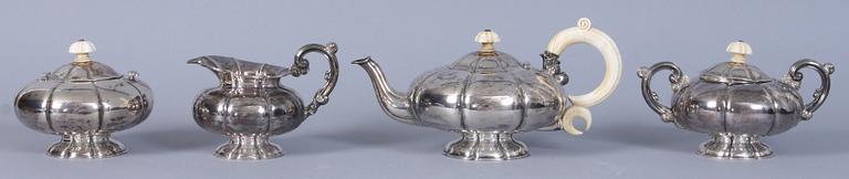 TESERVIS, 4 delar, silver, stmpl "A. D. VERSCHUUR", Holland, 1900-tal.