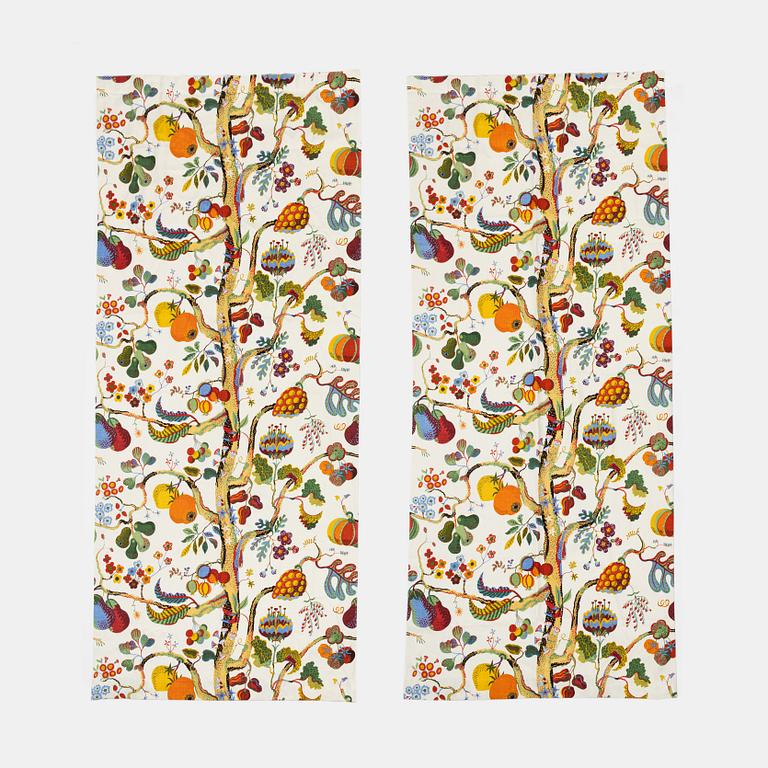Josef Frank, gardiner, ett par, "Vegetable Tree", Firma Svenskt Tenn.