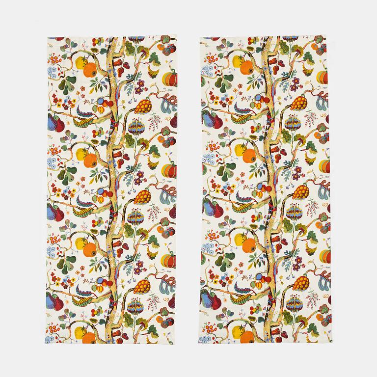 Josef Frank, a pair of linen 'Vegetable Tree' curtains, Svenskt Tenn.