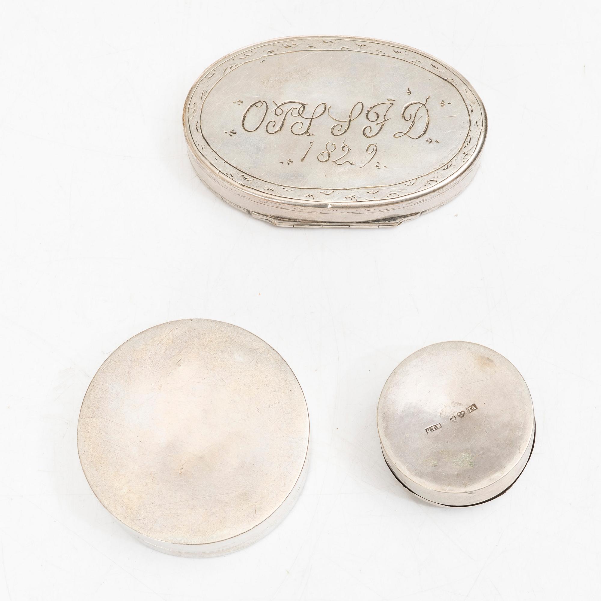 Dosor, 3 st,  silver, Sverige 1700-1800-tal.