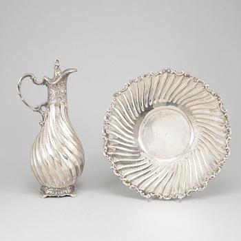 A Silver plated jug and a bowl, second half of the 20th century.