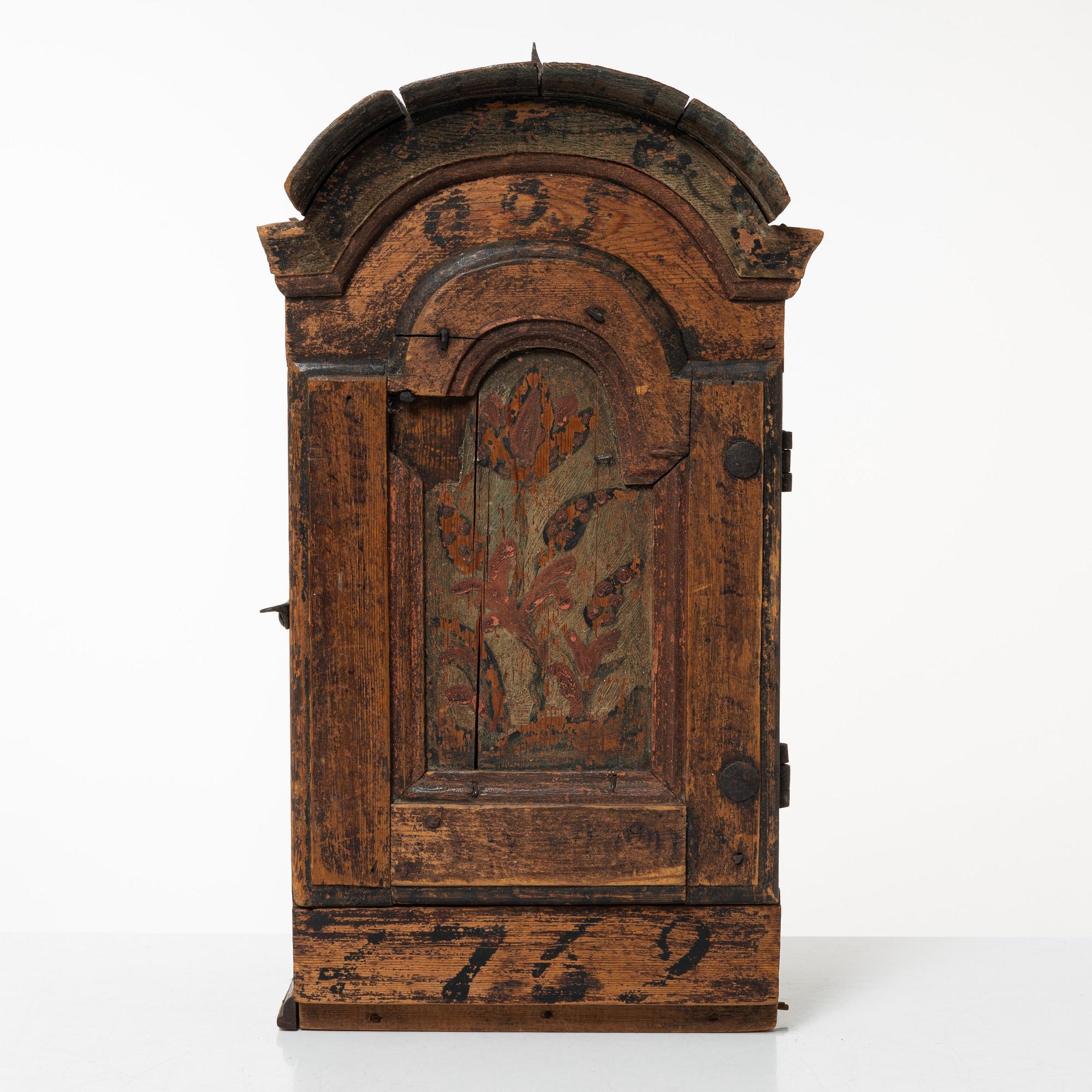 A wall cabinet, West Swedish folk art, 18th century.