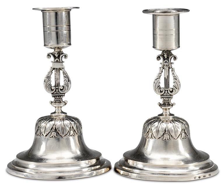 A pair of Swedish 19th cent silver candlesticks, marks of Adam Tillström, Växjö 1828.