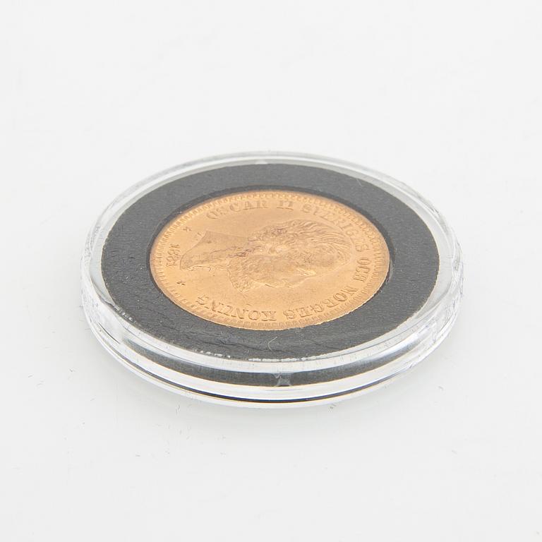 Guldmynt Sverige, Oscar II 20 kr, 1881.