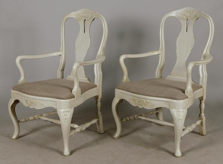 KARMSTOLAR, 1 par, rokokostil, 1900-talets mitt.