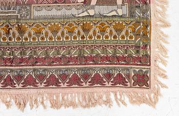 Wall hanging, Egyptian style, jacquard woven around 1900, approx. 185 x 120 cm.