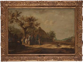 Jan van Goyen Hans efterföljd, Folksamling runt vinförsäljare.