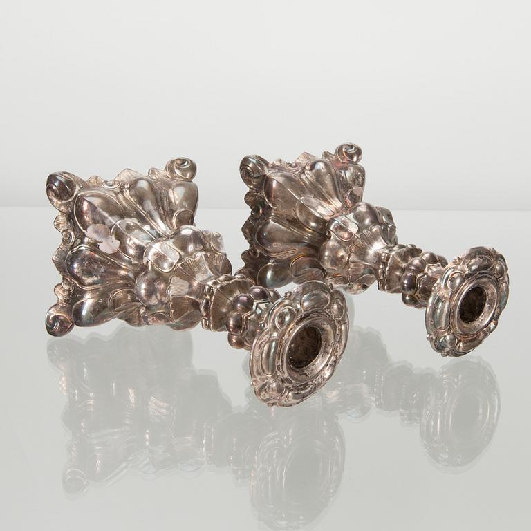 LJUSSTAKAR, ett par, silver, "Barock" Kultakeskus Tavastehus 1966.