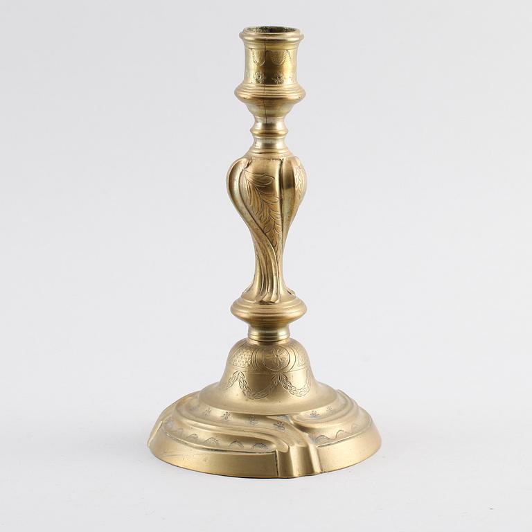 LJUSSTAKE, mässing, rokoko, 1700-tal.