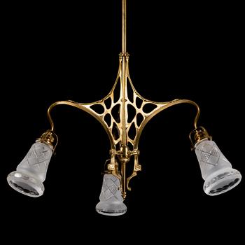An art nouveau ceiling lamp, early 20th century.