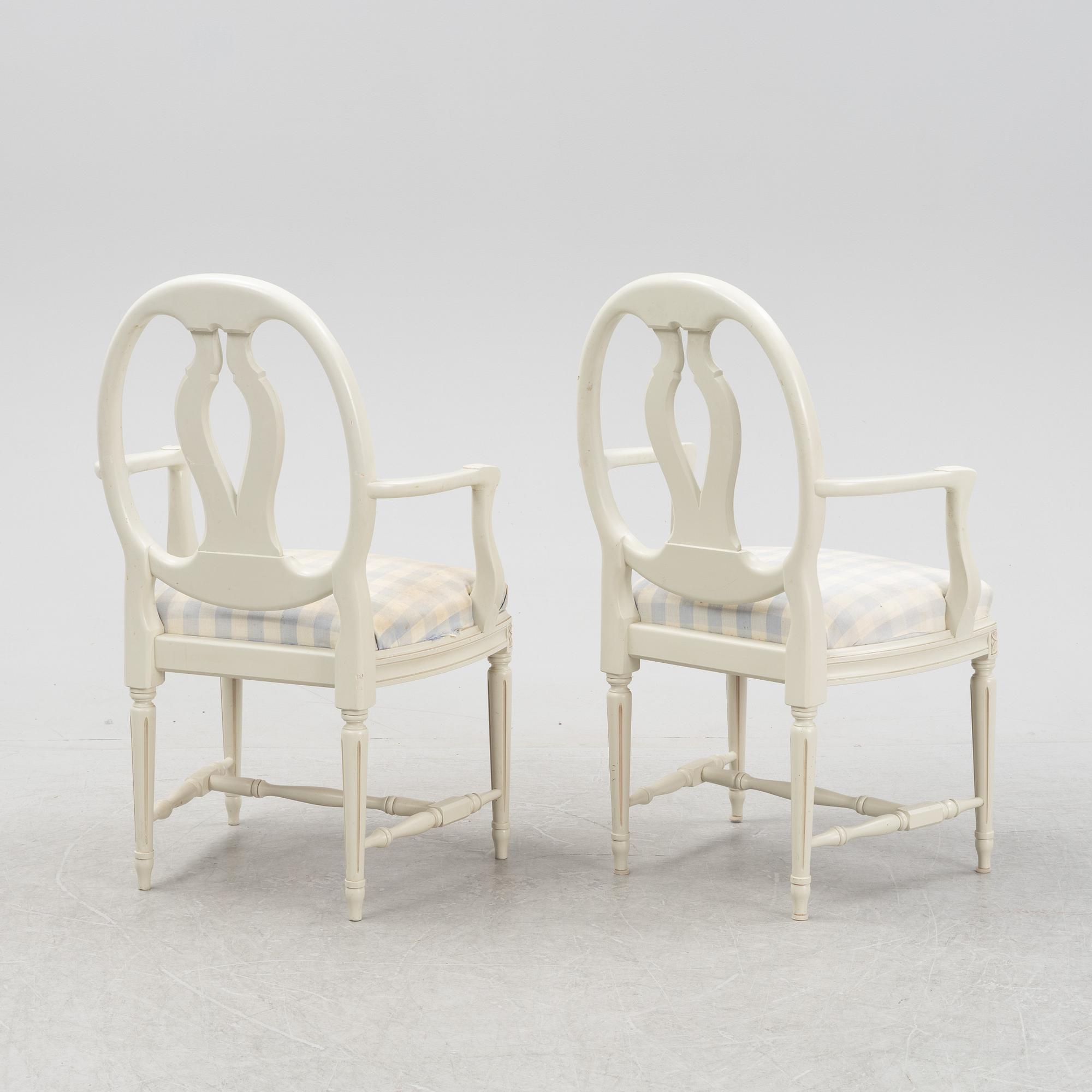 A pair of Gustavian style chairs, second half of the 20th Century.