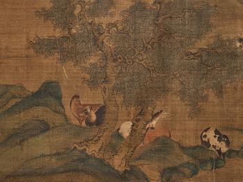 Rullmålning, akvarell och tusch på papper och siden. Efter Zhao Yong (Zhao Zhongmu 1289-1369) Qingdynastin (1644-1912).