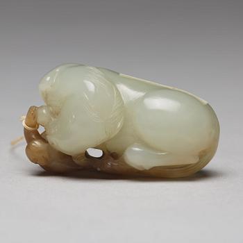 A set of three nephrite figurines, Qing dynasty.