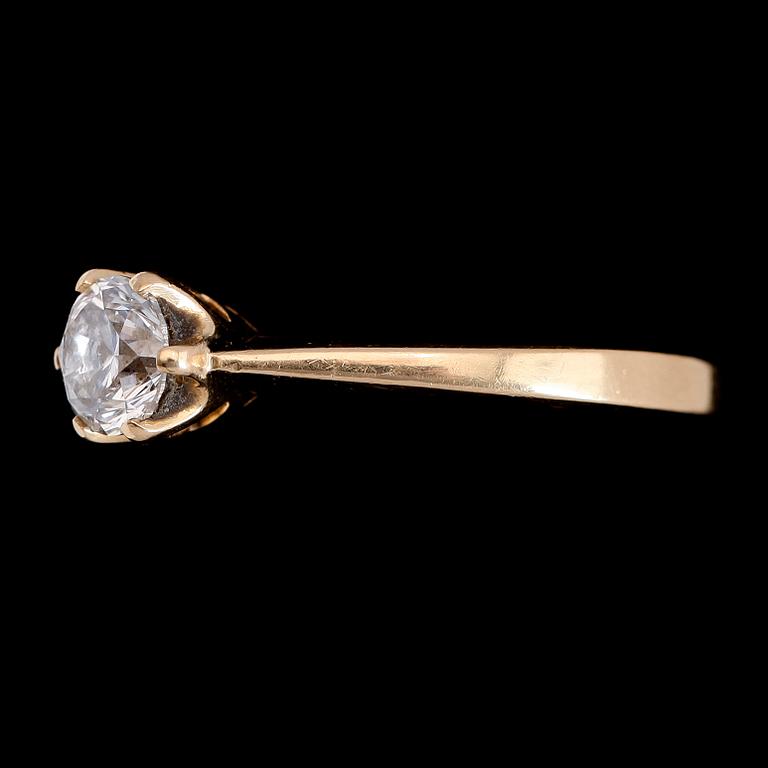 RING, 18K guld, briljantslipad diamant ca 0,75 ct.