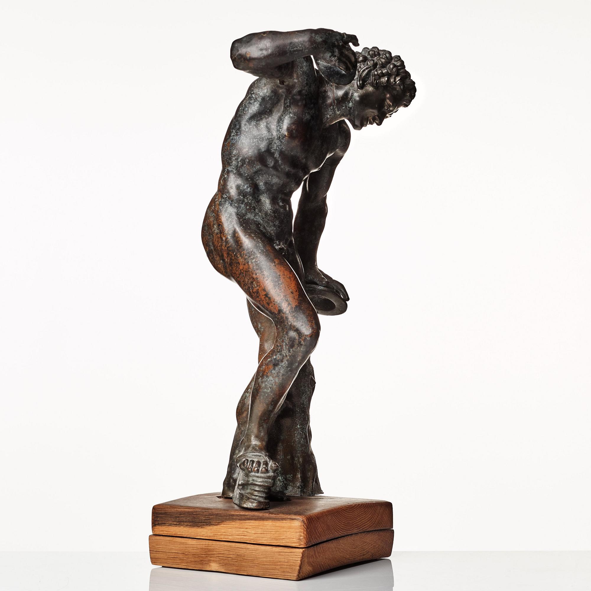 SCULPTURE, probably Italy 18th Century. Satyr with cymbals.