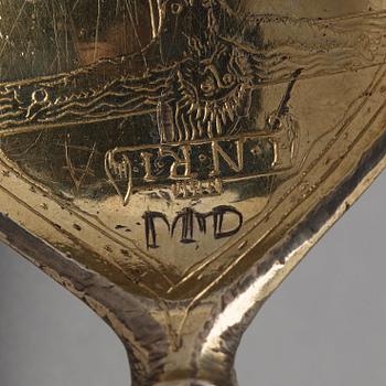 A Swedish early 17th century silver-gilt spoon, unmarked.