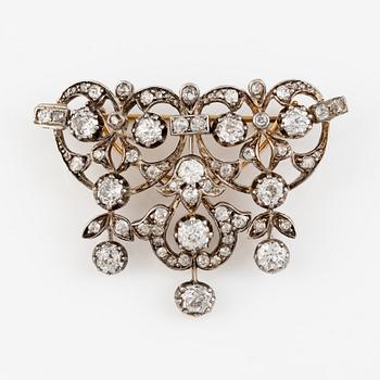 Tiara/brosch/collier, silver med gammalslipade och rosenslipade diamanter.