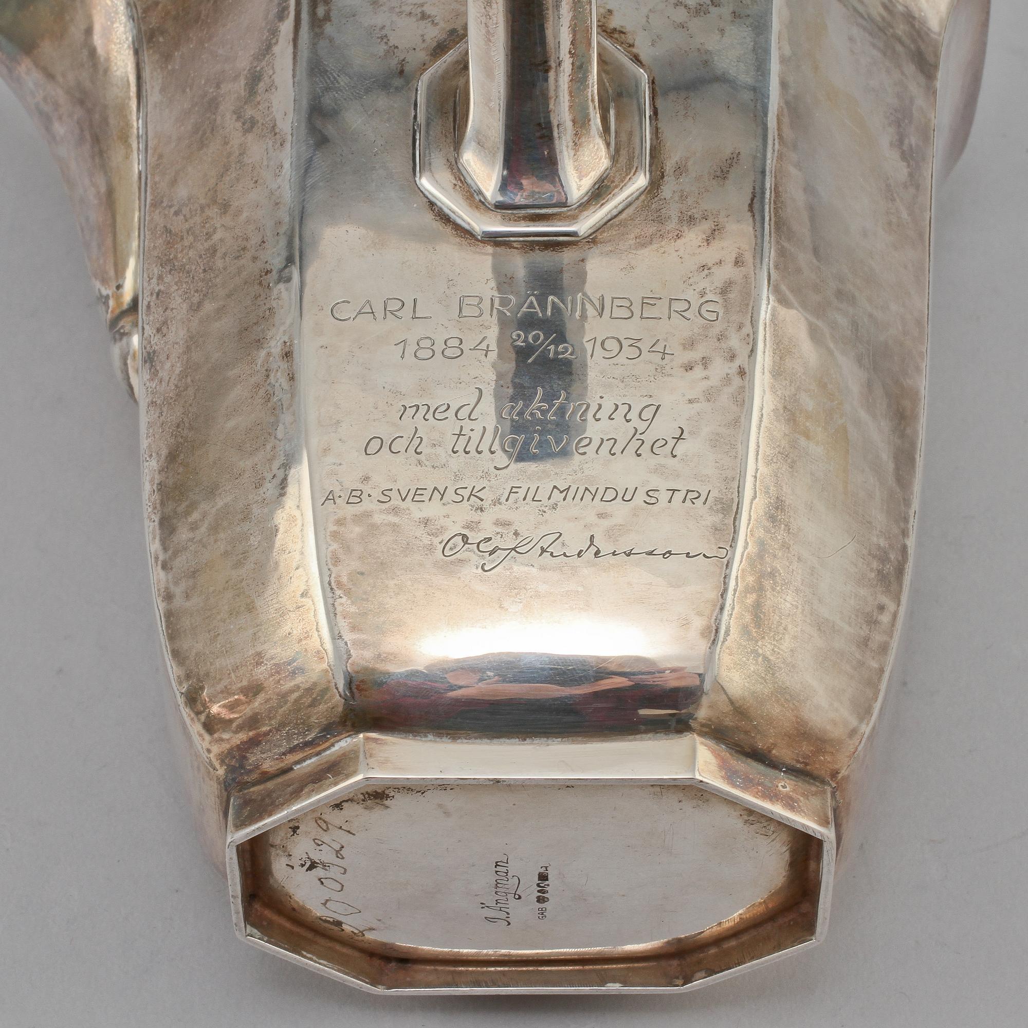 KAFFESERVIS, 3 delar, silver, GAB, Stockholm, 1929 och 1934. Total vikt 930 g.