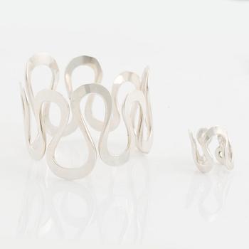 Anna-Greta Eker, armring och ring, sterlingsilver. Norge.