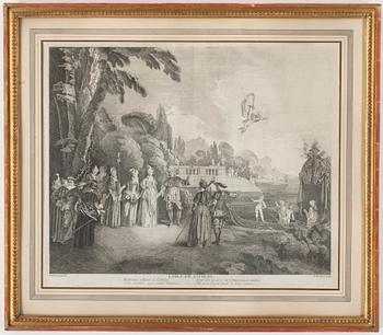Jean-Antoine Watteau · JEAN-ANTOINE WATTEAU, efter, gravyr, 1700-tal.