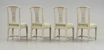 STOLAR, fyra stycken, av Johan Hammarström (mästare i Stockholm 1794-1812), sengustavianska.