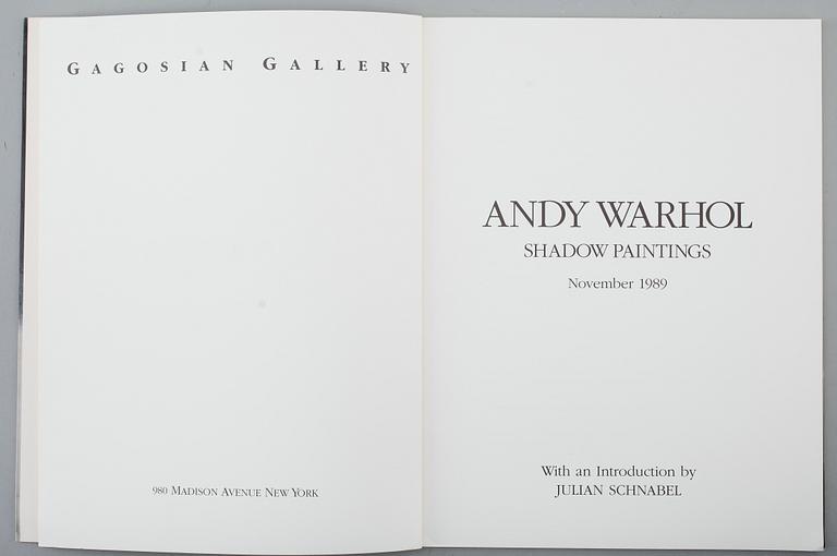 ANDY WARHOL, bok "Shadow Paintings", November 1989.