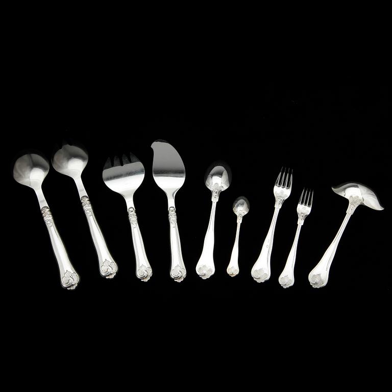 BESTICKSERVIS, silver, "Sachsisk", Cohr, 1900-talets andra hälft. Totalt ca 1170 gram.