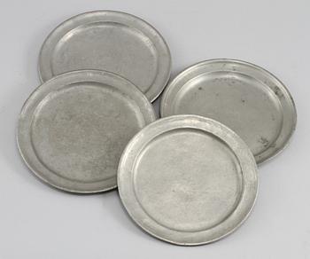 TALLRIKAR, tenn, 4 st, Erik Magnus Hammarstrand, Falun, 1700-talets slut/ 1800-talets början.