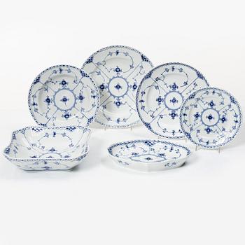 Royal Copenhagen, A 'Blue fluted' dinner and coffee service, most half lace (92 pieces).