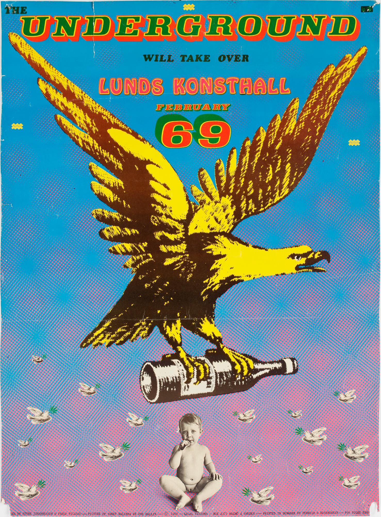 STURE JOHANNESSON, utställningsaffisch, färgoffset, 1969.