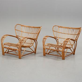 FÅTÖLJER, ett par, korgmöbler, 1950-tal.