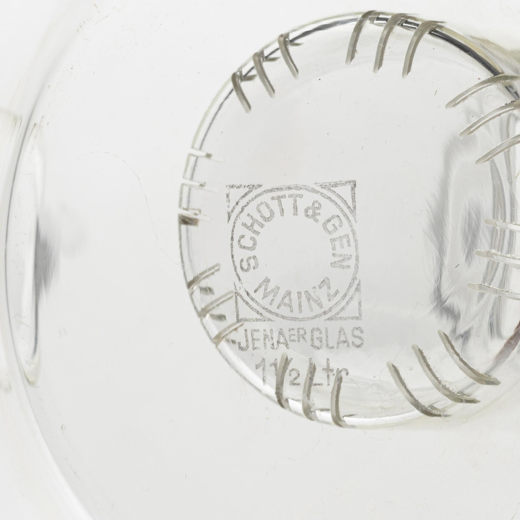 Wilhelm Wagenfeld, 22 glass service pieces, Jenaer Glaswerk, Schott & Gen, Germany.