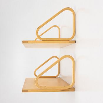 Alvar Aalto, a pair of wall shelves, model 112A, Artek, Finland, late 20th Century.
