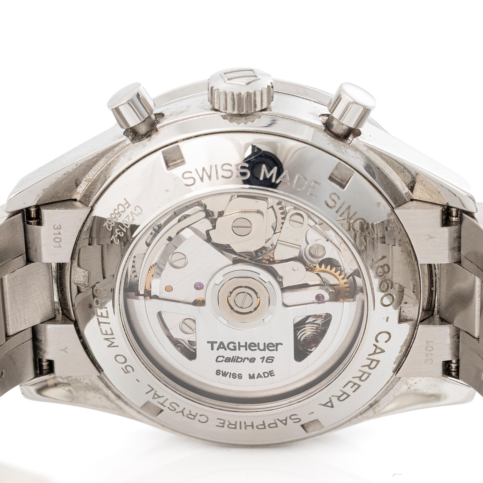 Tag Heuer, Carrera, Calibre 16, chronograph, wristwatch, 41 mm.