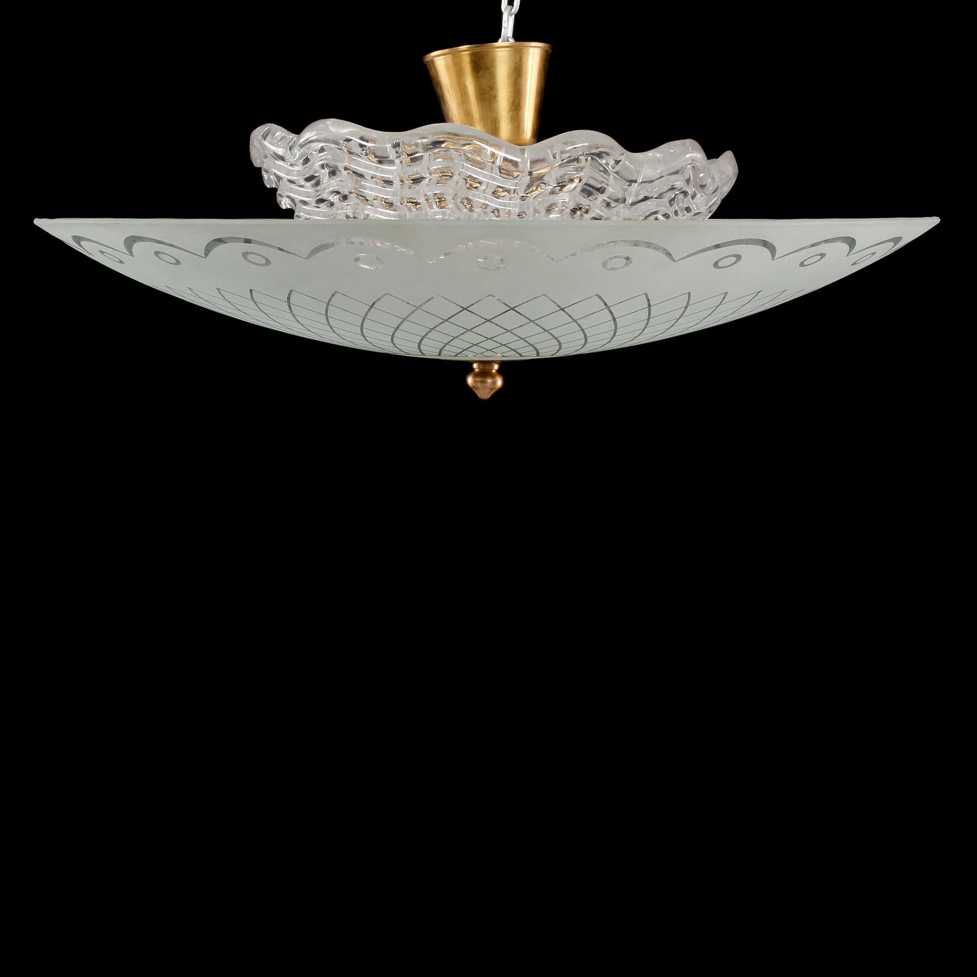 TAKLAMPA, Orrefors, 1900-talets tredje kvartal, höjd 22 cm.