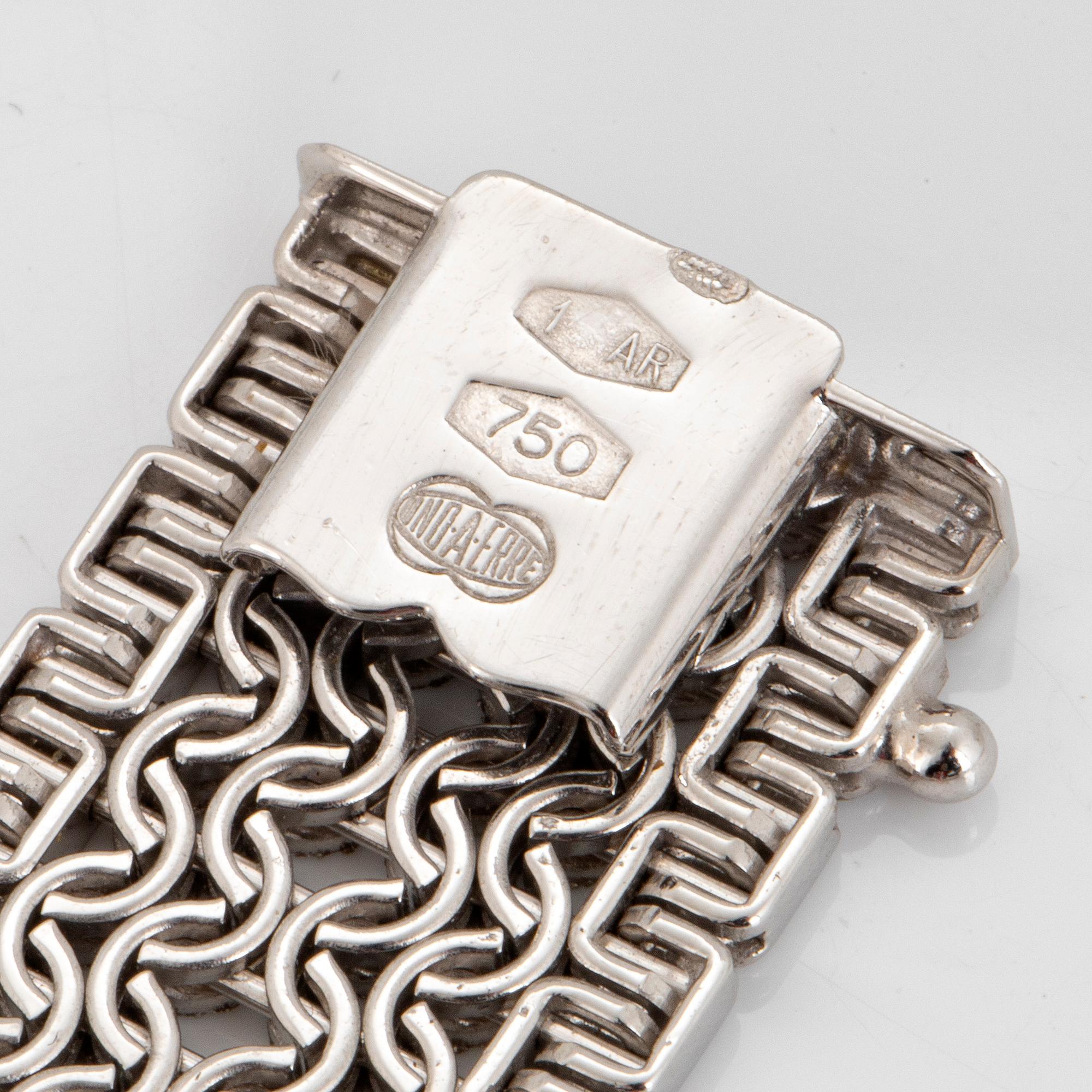 ARMBAND, 18K vitguld, fantasilänk, Uno A Erre, Italien.
