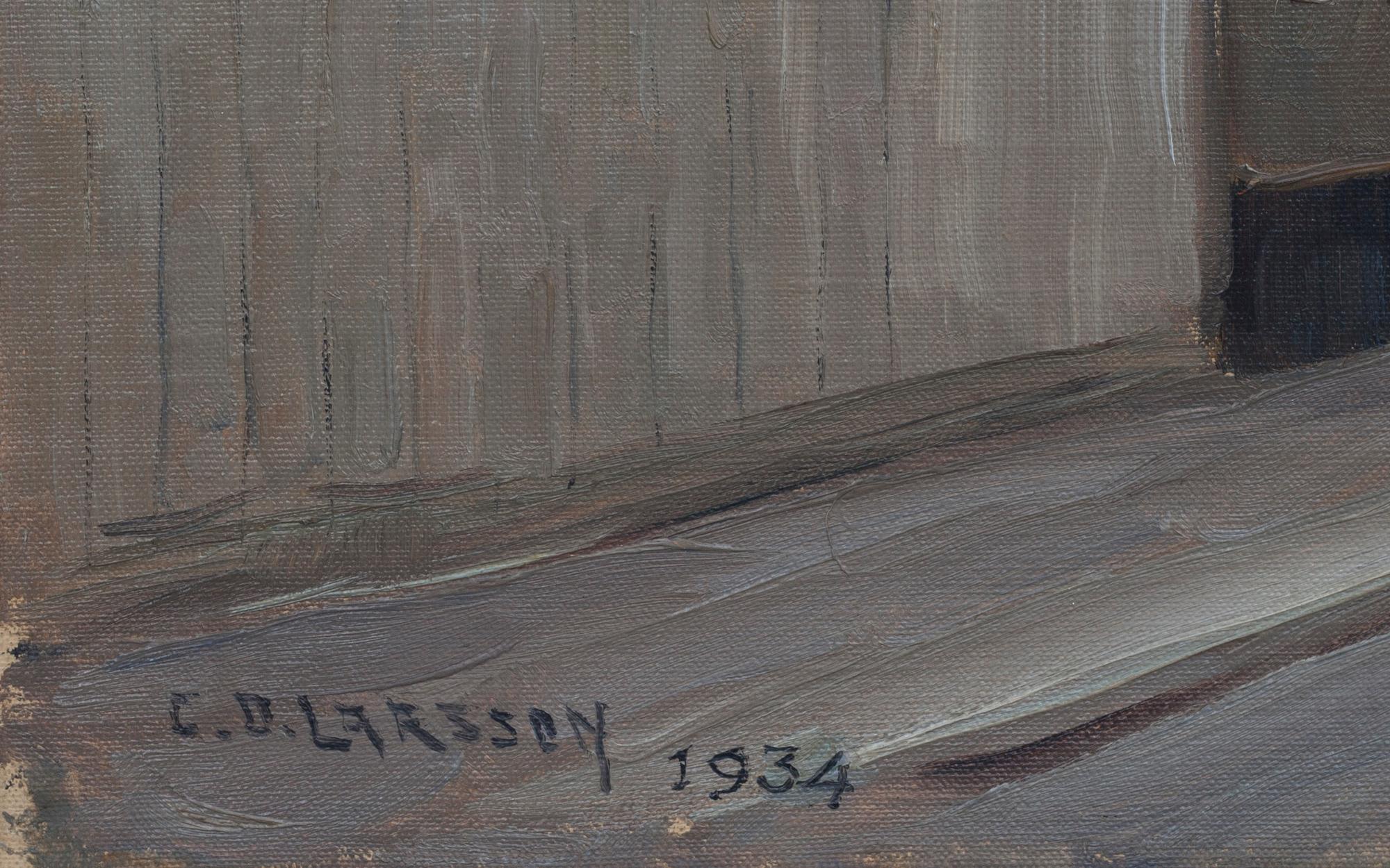 C.O. LARSSON, olja på uppfodrad duk, signerad och daterad 1934.