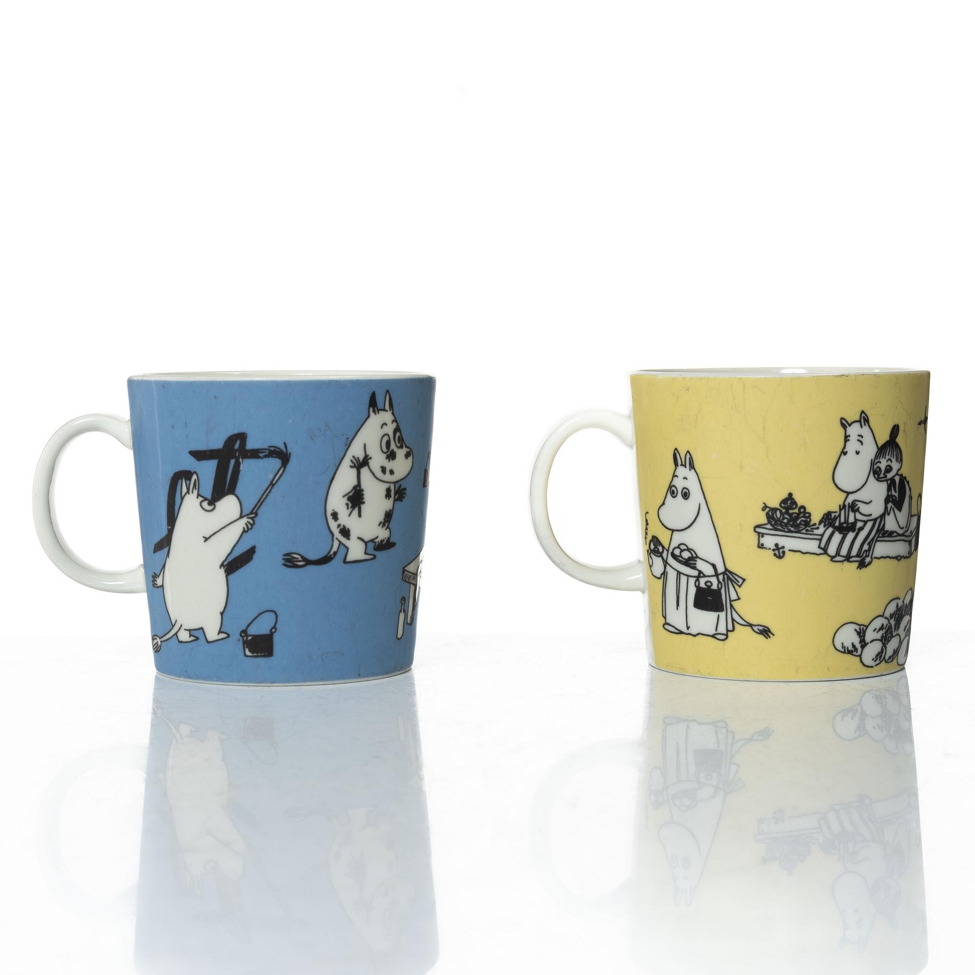 Two Moomin mugs, Arabia, Finland, 1990-1996.