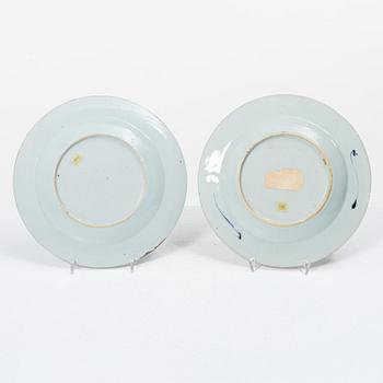 Seven export porcelain plates, China, Qing dynasty, 18th century.