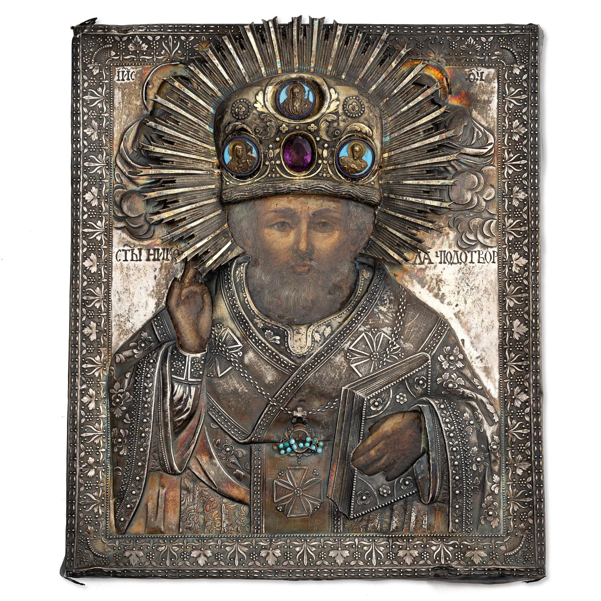 Michael Borodulin, ikon med silver oklad, S:t Petersburg 1836.