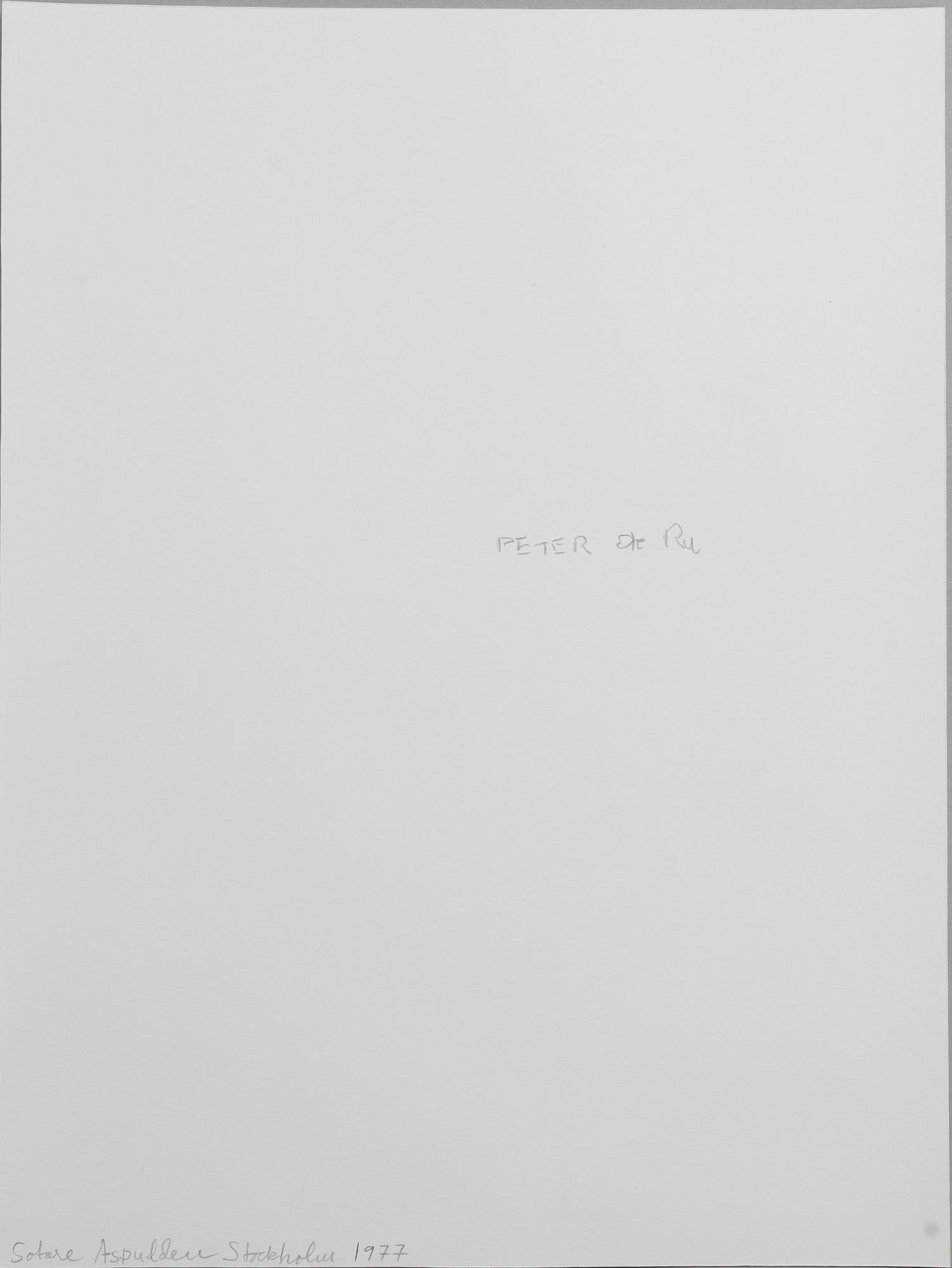 Peter de Ru, "Sotare, Aspudden, Stockholm, 1977".