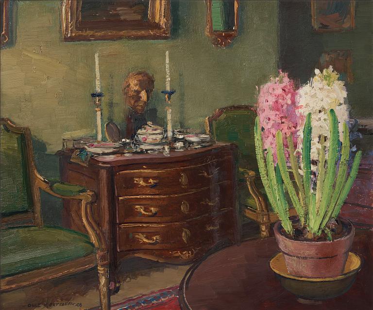 Olle Hjortzberg, Interiör med hyacinter.