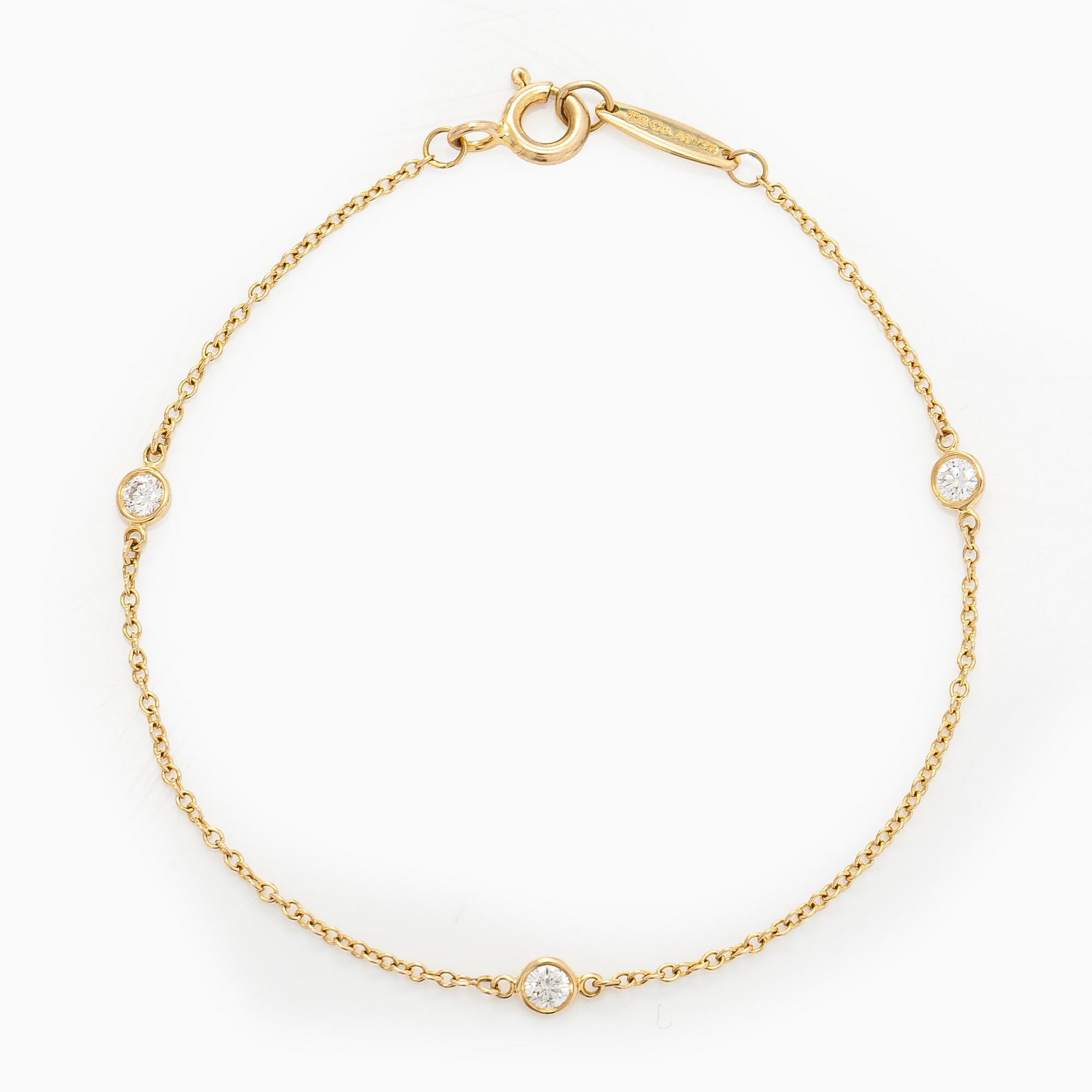 Tiffany & Co, Elsa Peretti, rannekoru, "Diamonds by the Yard", 18K kultaa ja briljanttihiottuja timantteja.