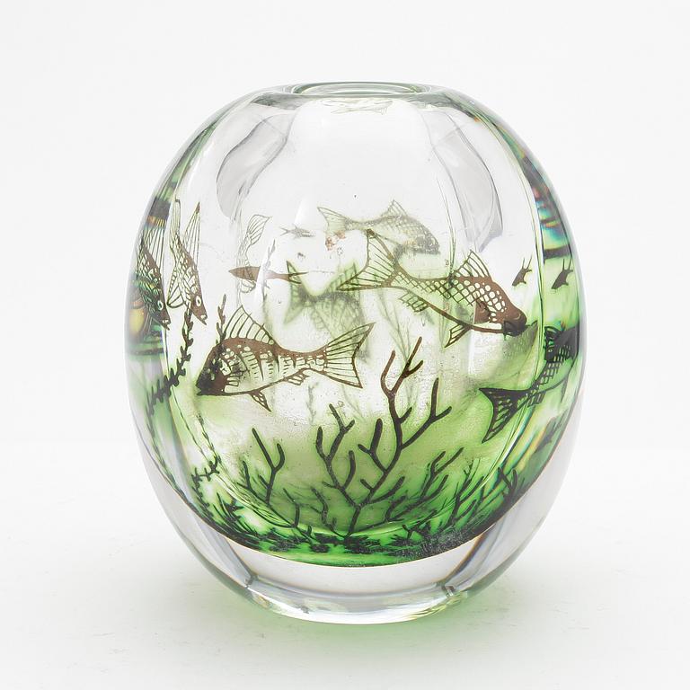 VAS, glas, "Fiskgraal" Edward Hald, Orrefors, 1962.