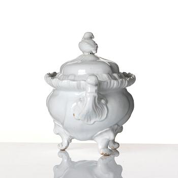 A Swedish Rörstrand faience tureen with cover, dated 1769.