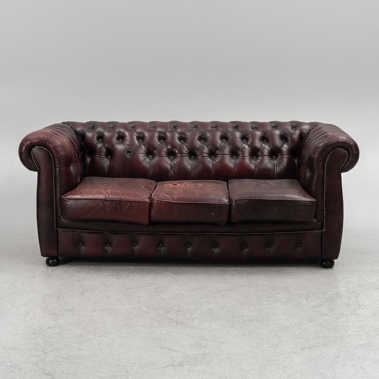 Sofa and armchair, Chesterfield, second half of the 20th Century.